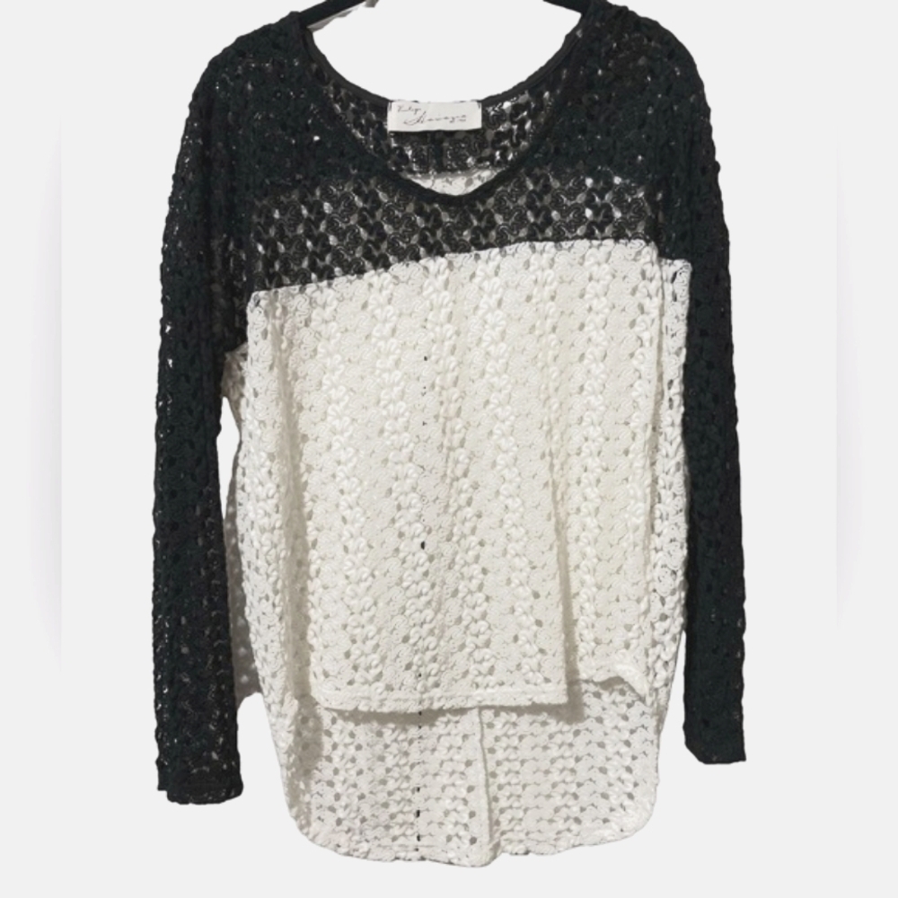 Vintage Havana high low open knit sweater size medium